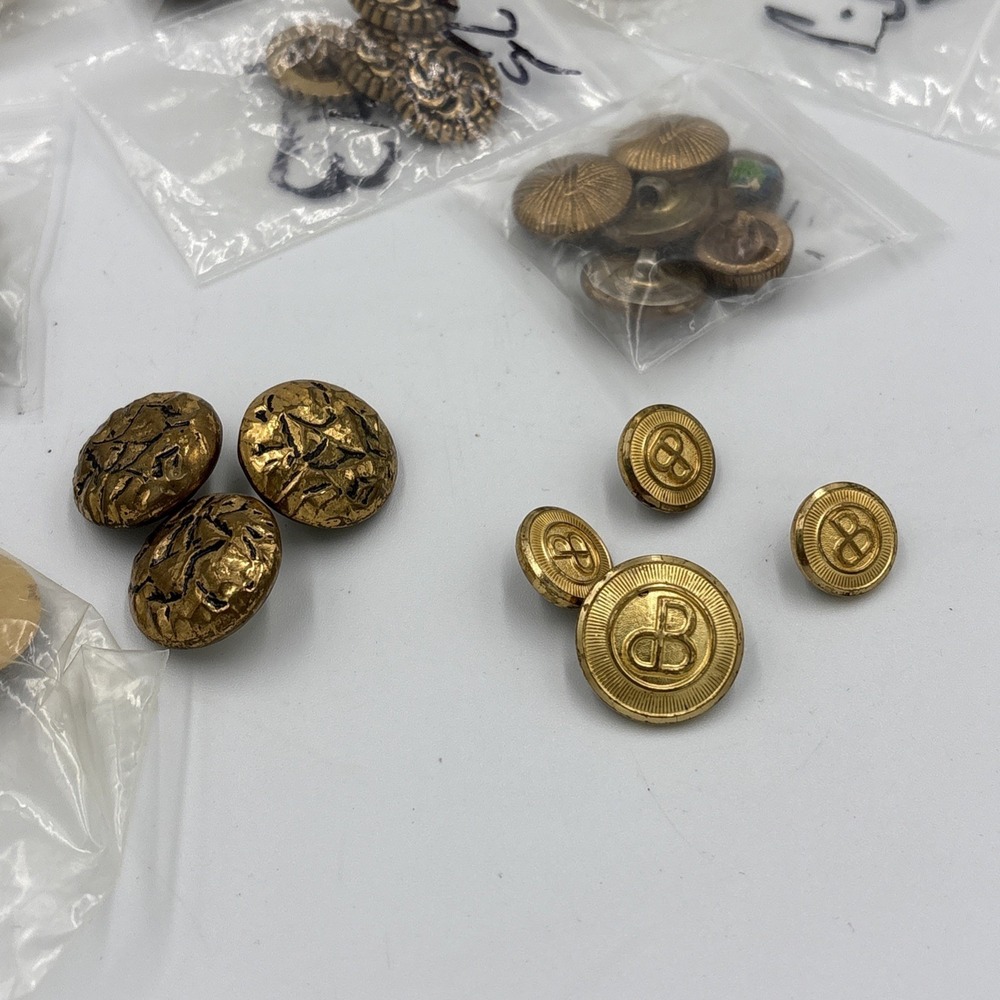 VTG Buttons lot 82 Total 9 sets gold Metal & Plastic Ornate  etch assorted sizes